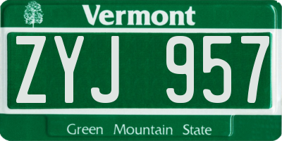 VT license plate ZYJ957