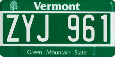 VT license plate ZYJ961