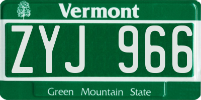 VT license plate ZYJ966