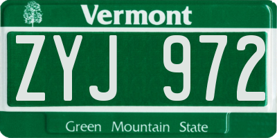 VT license plate ZYJ972
