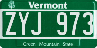 VT license plate ZYJ973