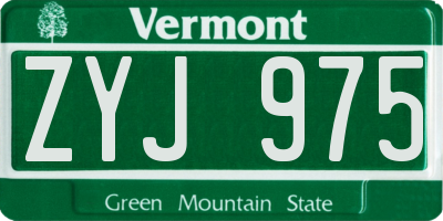 VT license plate ZYJ975