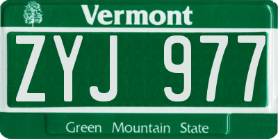 VT license plate ZYJ977