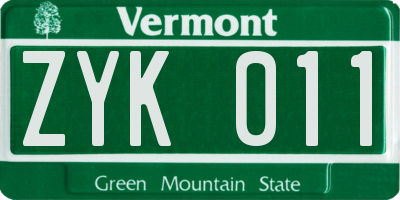 VT license plate ZYK011