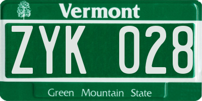 VT license plate ZYK028