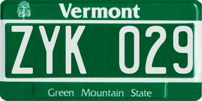 VT license plate ZYK029