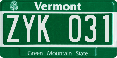 VT license plate ZYK031
