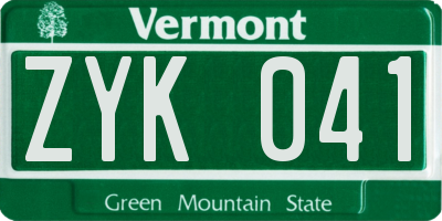 VT license plate ZYK041