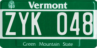 VT license plate ZYK048