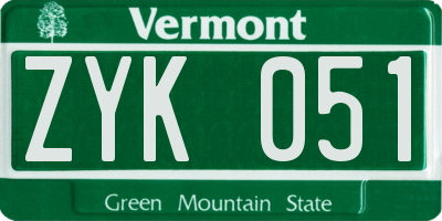 VT license plate ZYK051