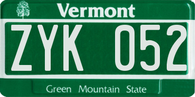 VT license plate ZYK052