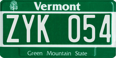 VT license plate ZYK054
