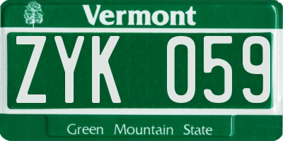VT license plate ZYK059