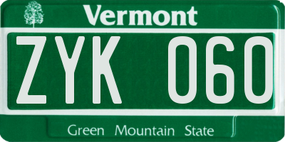 VT license plate ZYK060