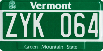 VT license plate ZYK064