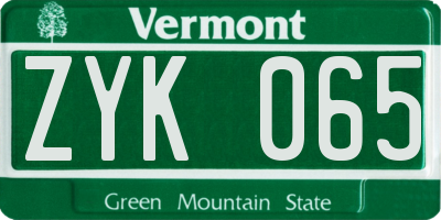 VT license plate ZYK065