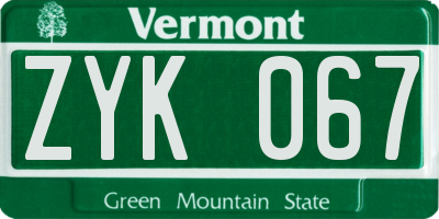 VT license plate ZYK067
