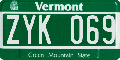 VT license plate ZYK069