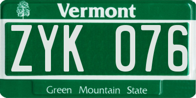 VT license plate ZYK076