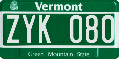 VT license plate ZYK080