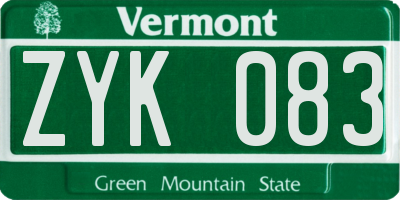 VT license plate ZYK083