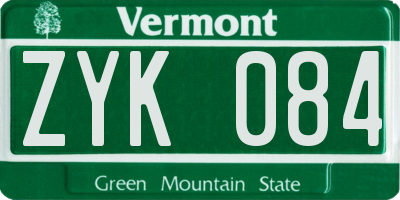 VT license plate ZYK084