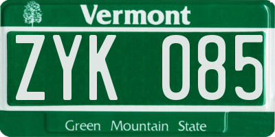 VT license plate ZYK085