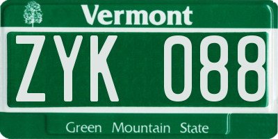 VT license plate ZYK088
