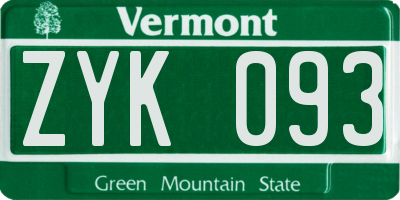 VT license plate ZYK093