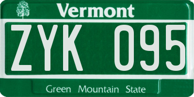 VT license plate ZYK095