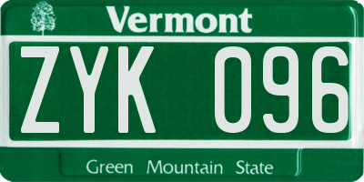 VT license plate ZYK096