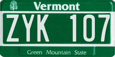 VT license plate ZYK107