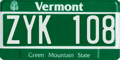 VT license plate ZYK108