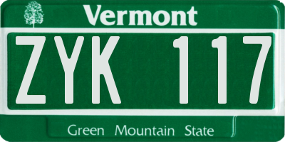 VT license plate ZYK117