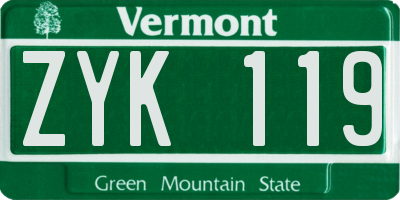 VT license plate ZYK119