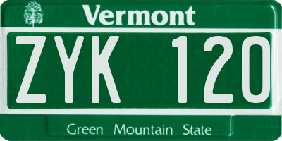 VT license plate ZYK120