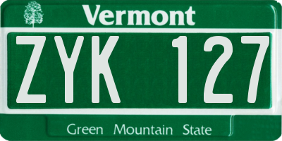 VT license plate ZYK127