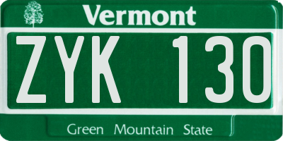 VT license plate ZYK130