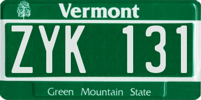 VT license plate ZYK131