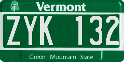VT license plate ZYK132