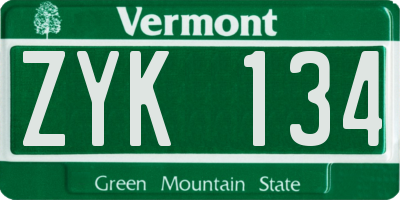 VT license plate ZYK134
