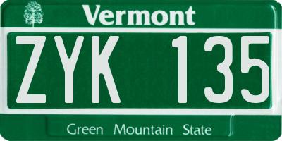 VT license plate ZYK135