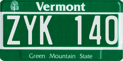 VT license plate ZYK140