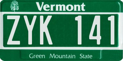 VT license plate ZYK141