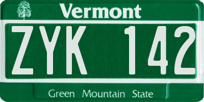 VT license plate ZYK142