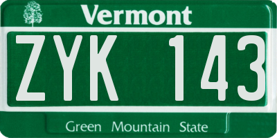 VT license plate ZYK143