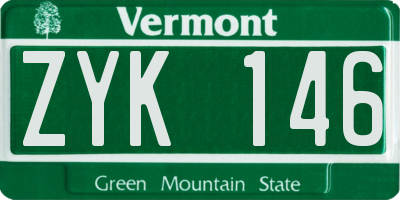 VT license plate ZYK146