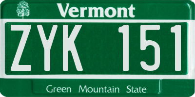 VT license plate ZYK151
