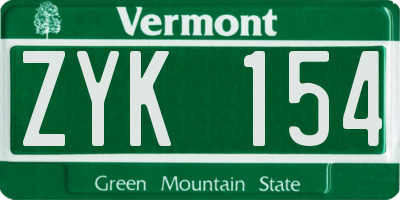 VT license plate ZYK154