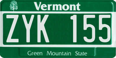 VT license plate ZYK155